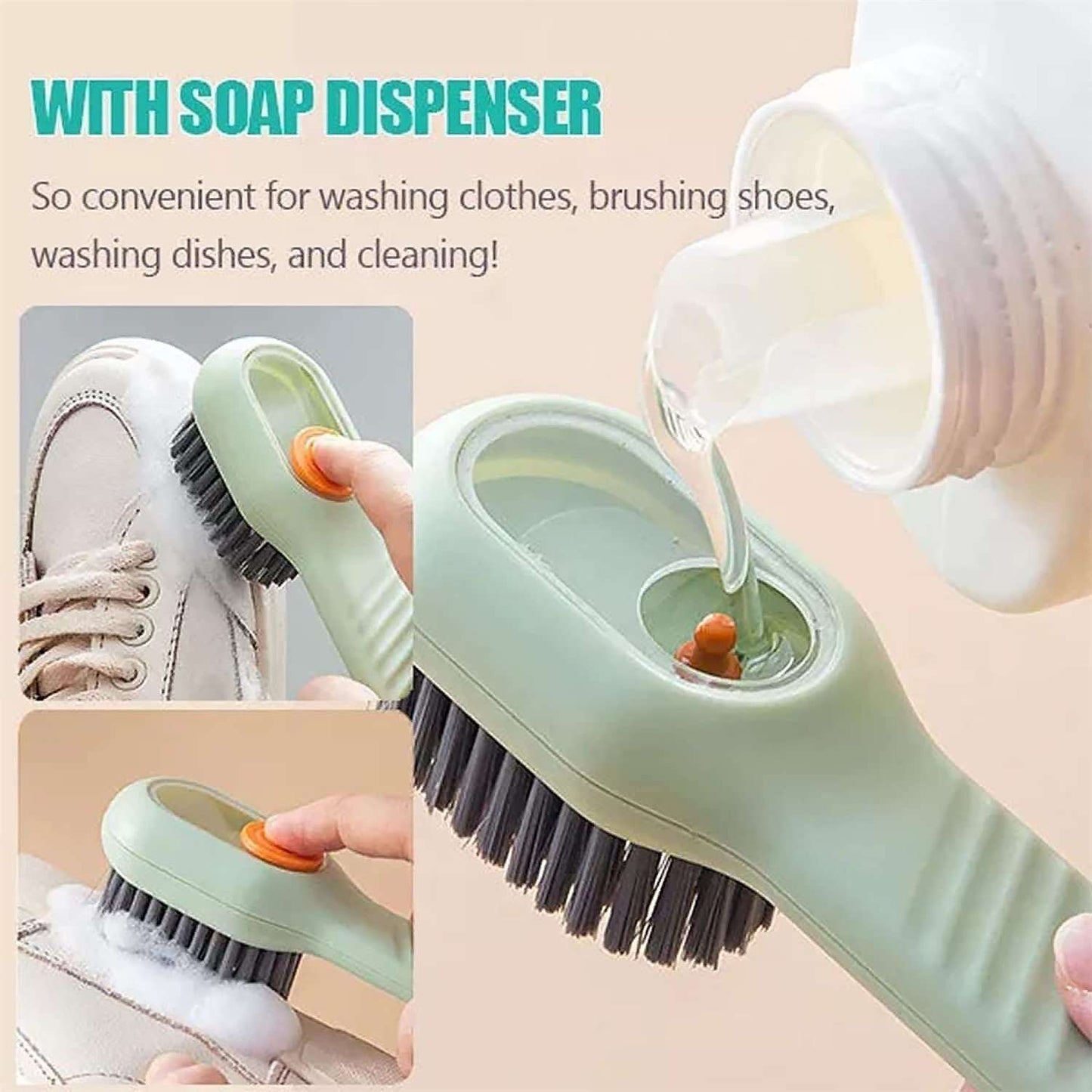 Multifunctional Scrubbing Brush With Liquid Soap Dispenser Cleaning Brush With Liquid Soap Dispenser Shoe Brush For Cleaning Cloth Cleaning Brush With Handleliquid Shoe Brush For Shoe Clothes (1 Pc) - LootFaat