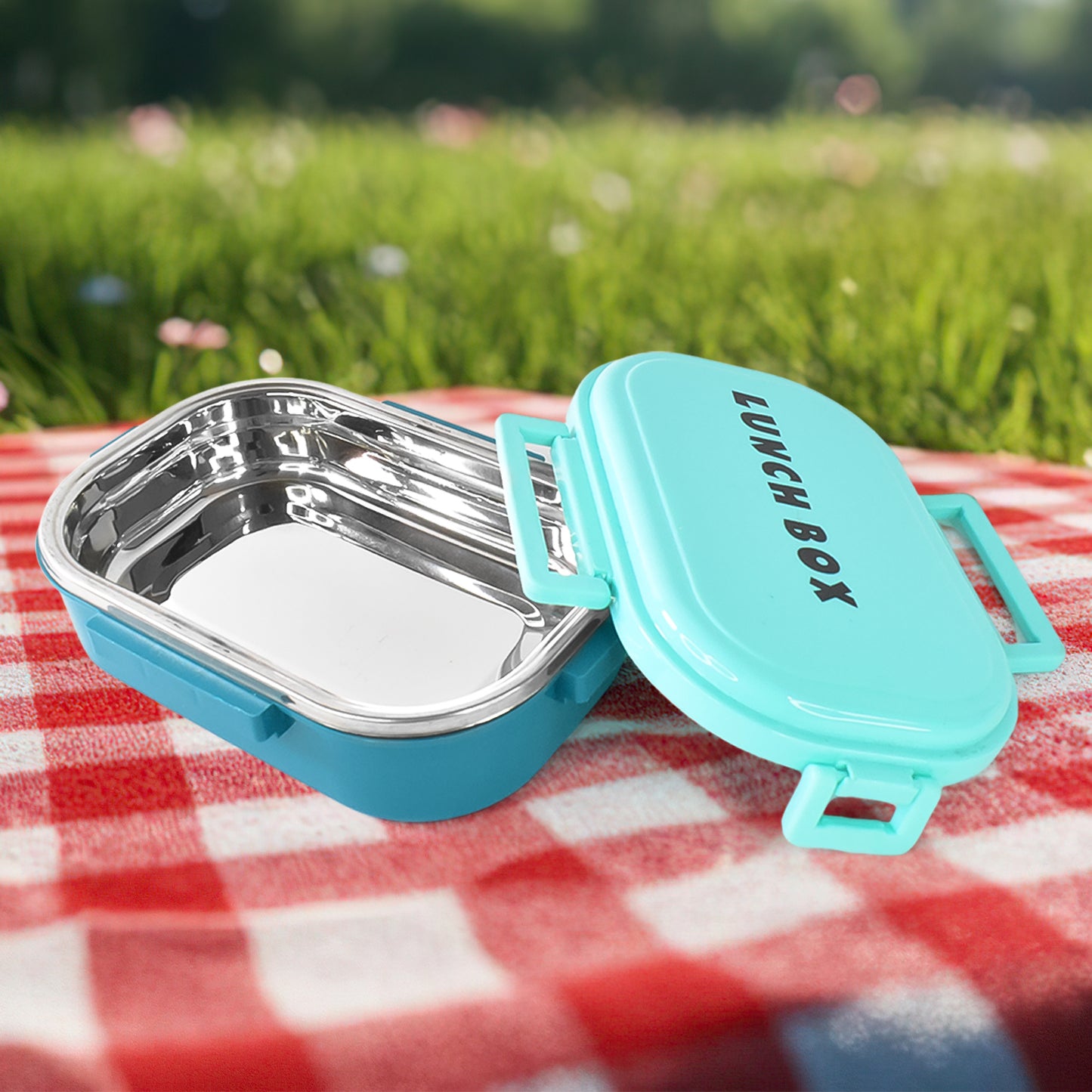3 In 1 Spicy Bite Stainless Steel Lunch Box With Plastic Small Box Spoon (1 Set) - LootFaat