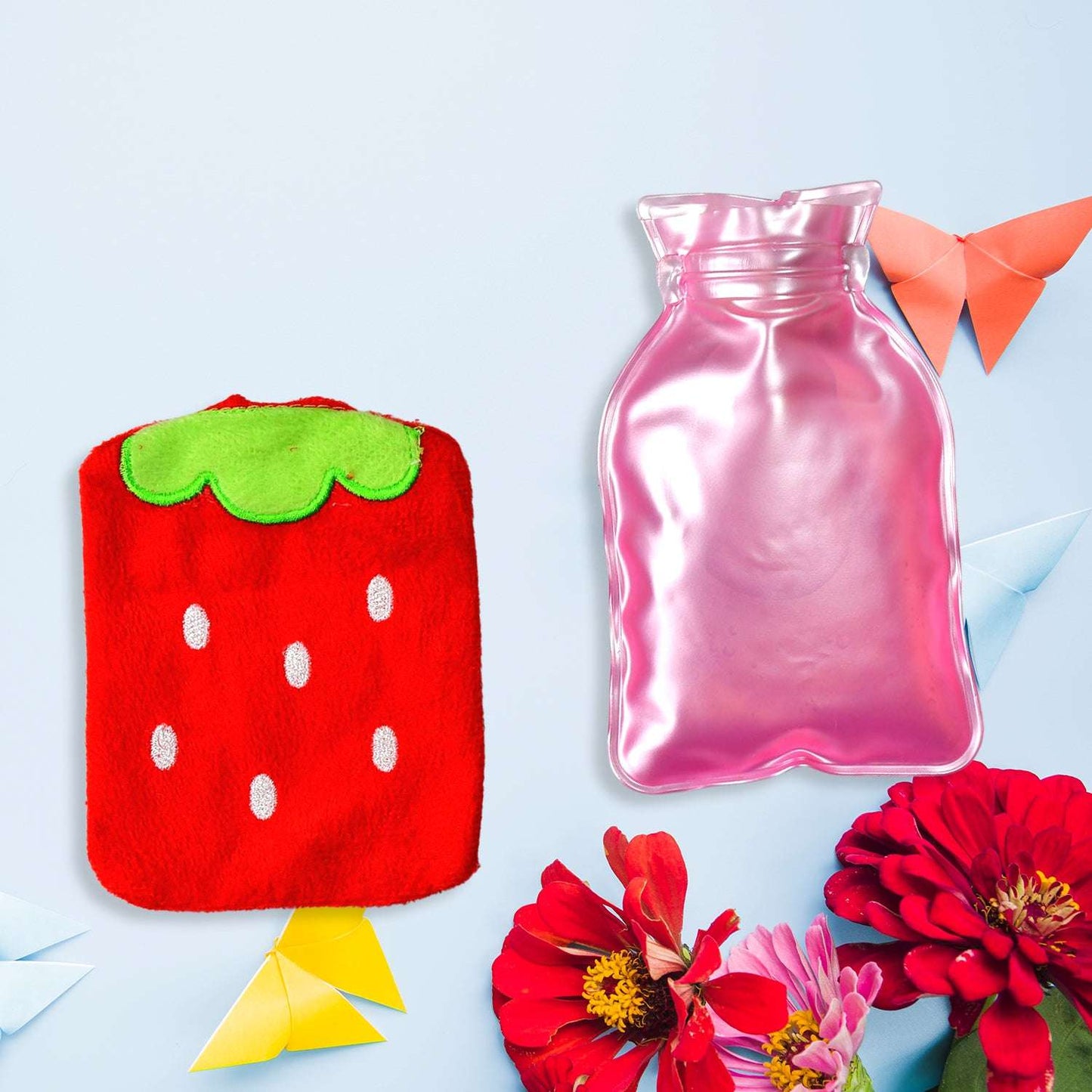 Strawberry Small Hot Water Bag With Cover For Pain Relief Neck Shoulder Pain And Hand Feet Warmer Menstrual Cramps. - LootFaat