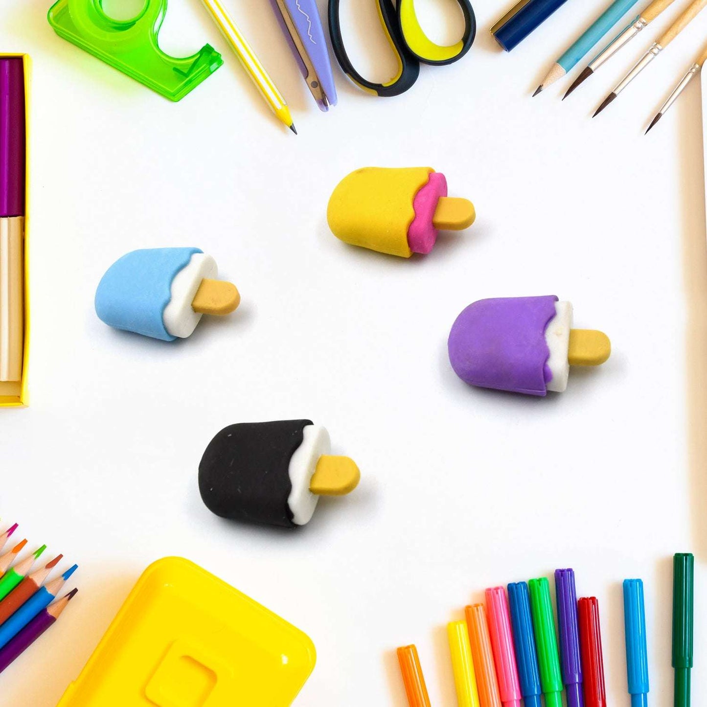 Ice Cream Eraser For Girlseraser For School Bday Return Gift Party Doughnut Lollipop Ice Cream Theme Shape Erasers Pencils Set For Kids Educational Stationary Kit School Supplies (1 Set 4 Pc) - LootFaat