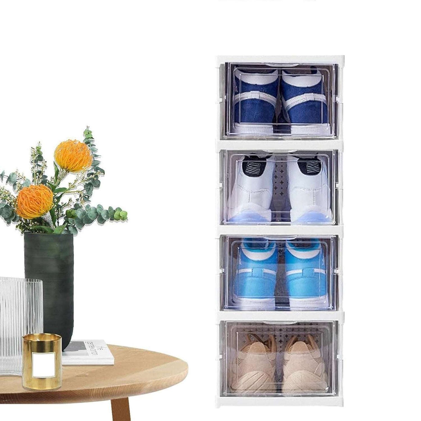 Stackable Multifunctional Storage For Clothes Foldable Drawer Shelf Basket Utility Cart Rack Storage Organizer Cart For Kitchen Pantry Closet Bedroom Bathroom Laundry (4 Layer 1 Pc) - LootFaat