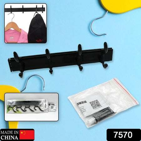 Cloth Hanger Wall Door Hooks Rail For Hanging Clothes For Hanging Hook Rack Rail Extra Long Coat Hanger Wall Mount For Clothes Jacket Hats 6 Hook With Eco-friendly Liquid Adhesive Glue - LootFaat