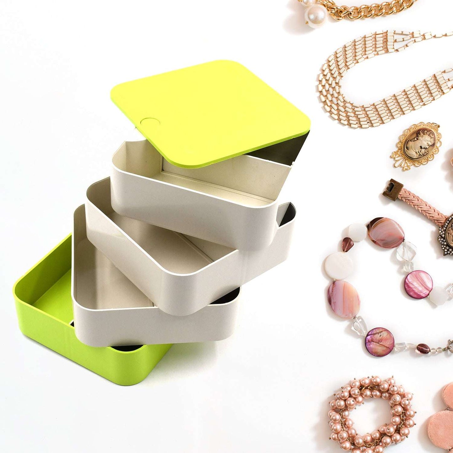 4 Layers Jewelry Box 360 Degree Rotating Jewelry Box Jewelry And Earring Organizer Box Accessory Storage Box - LootFaat