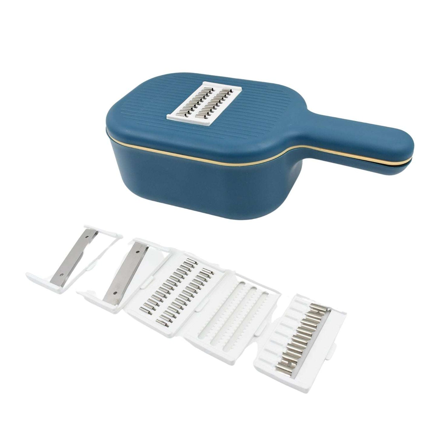 Vegetable Slicer Cutter - 6 Blades Kitchen Accessories Tools Appliances With Container Handle (1 Set) - LootFaat