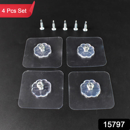 Self Adhesive Hooks Sticker Screw Nut And Bolt Type (4 Pcs Set) - LootFaat