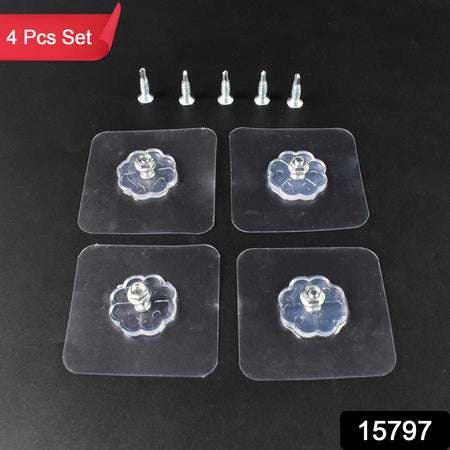 Self Adhesive Hooks Sticker Screw Nut And Bolt Type (4 Pcs Set) - LootFaat