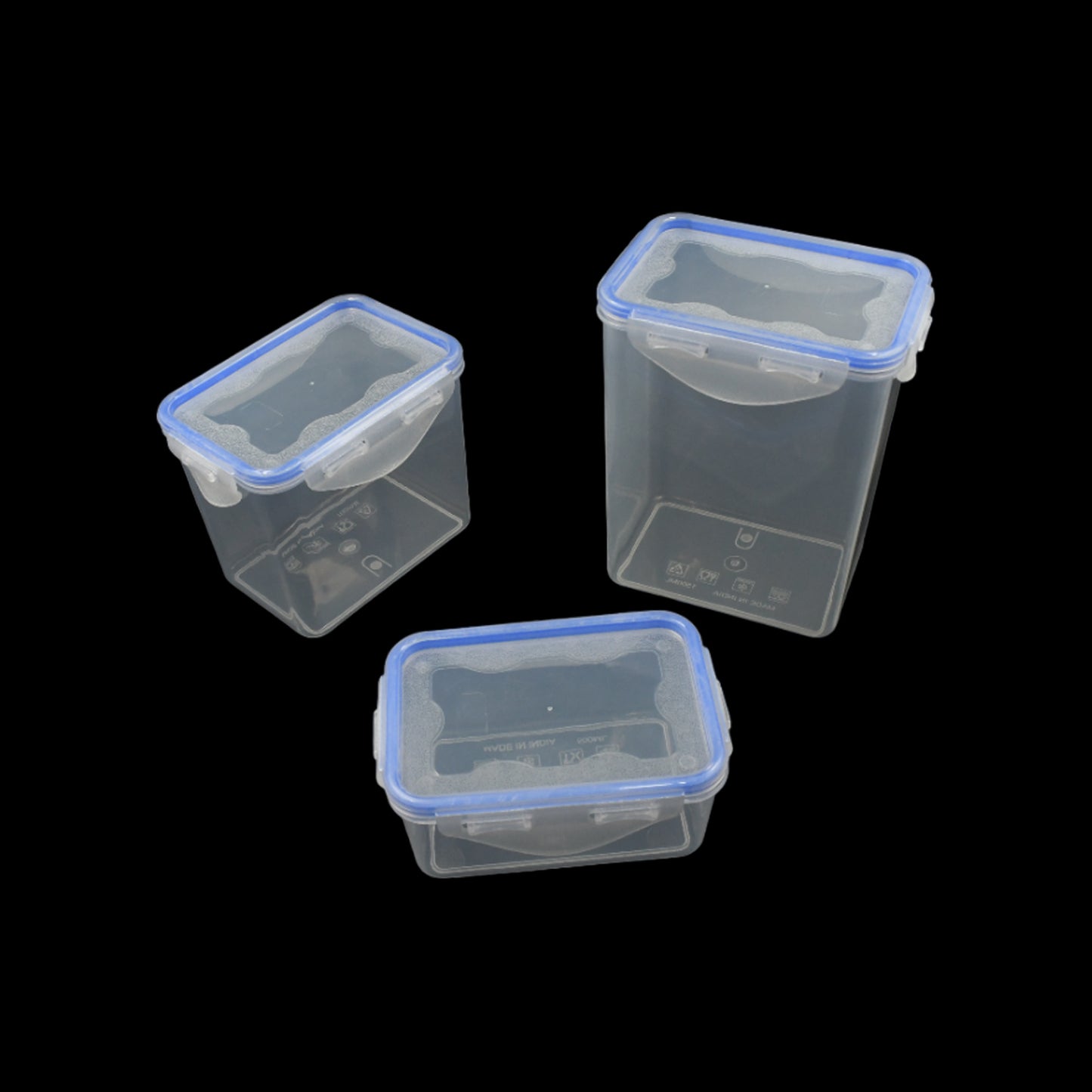 Kitchen Storage Container Set With Food Grade Plastic And Air Seal Lock Lid For Storage Of Grocery Spices Dry Fruits Use For Home Office Restaurant Canteens (3 Piece Set) - LootFaat
