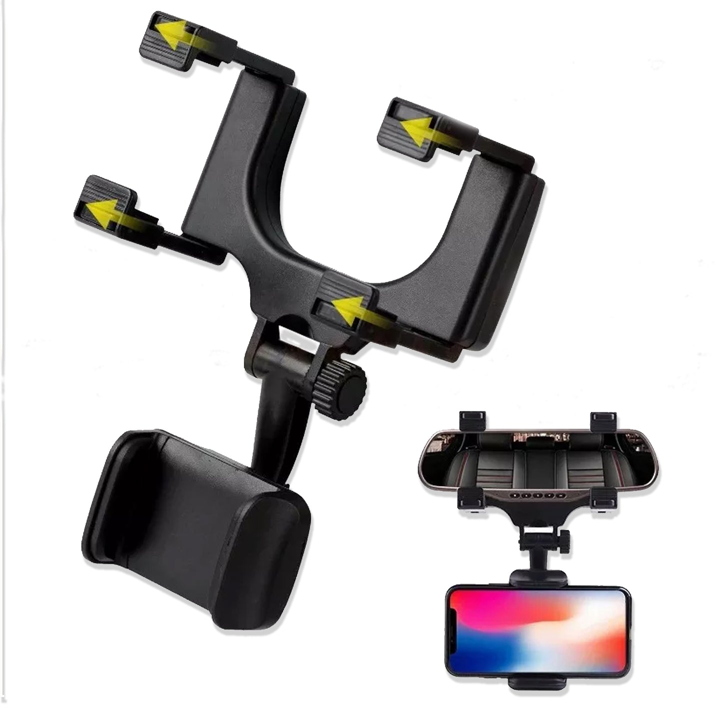 Rear View Mobile Holder Universal Vehicle Rear View Mirror Mobile Phone Mount Stand - LootFaat