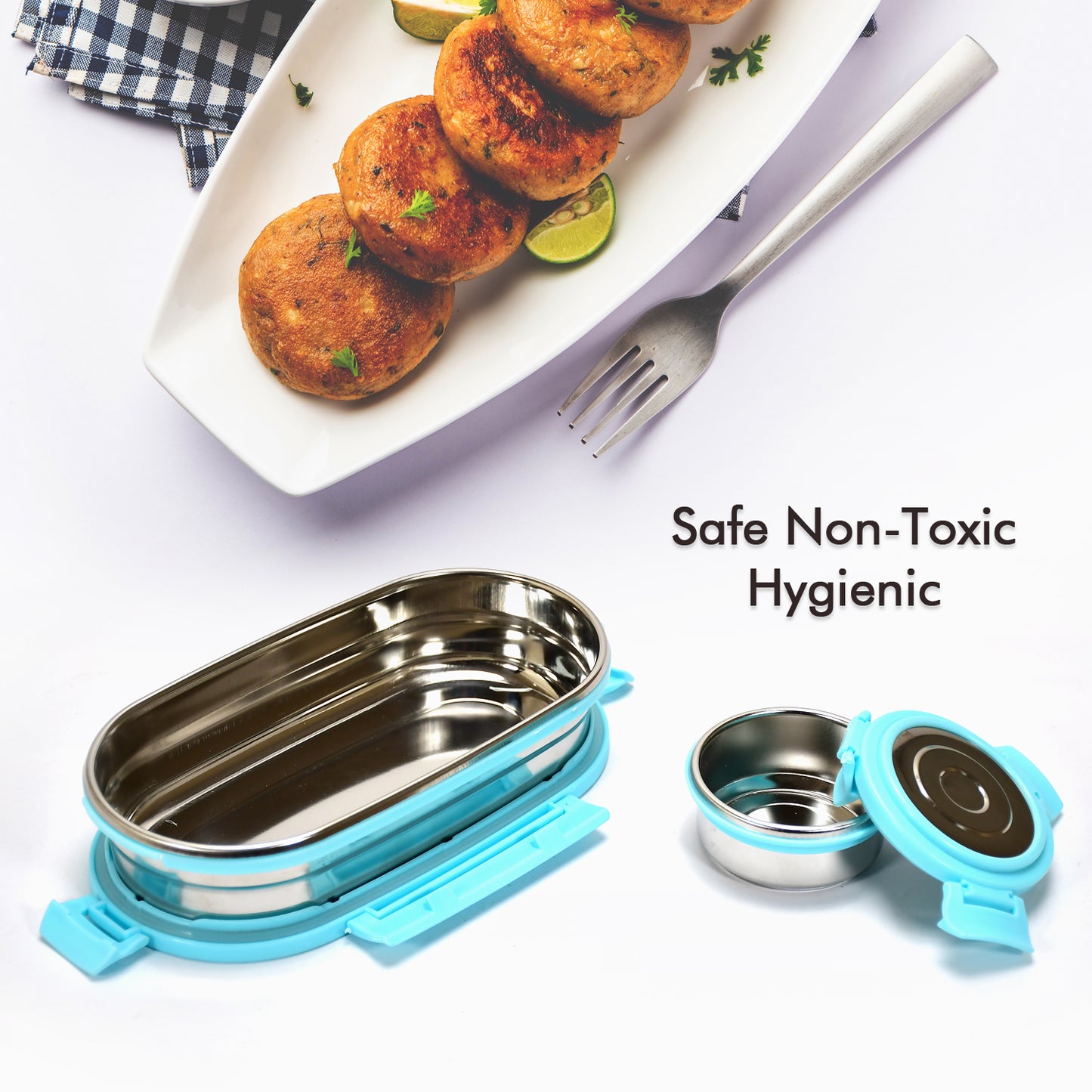 Ganesh Stainless Steel Lunch Box Small Container ( Set Of 2 Pcs ) - LootFaat