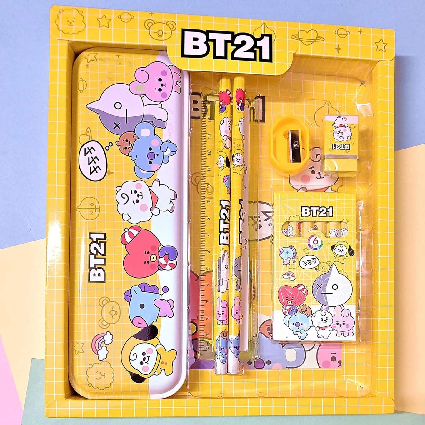 Stationery Kit For Kids - Stationery Set Includes Metal Pencil Box Sharpener Pencil And Eraser Set School Supply Set Birthday Return Gift For Kids Boys Girls (12 Pc Set) - LootFaat