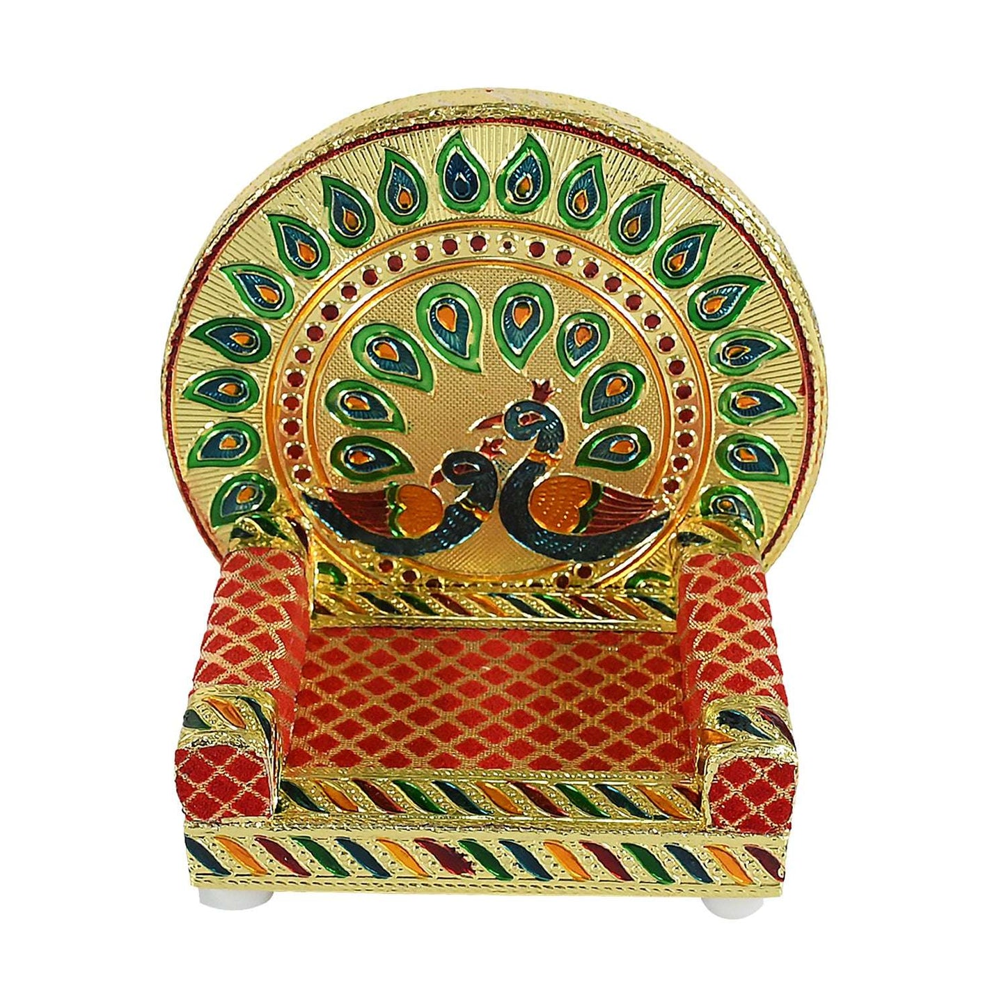 Meenakari Work Laddu Gopal Singhasan For Pooja Mandir Wooden Krishna Ladoo Bal Gopal Sofa Asan Home Decorative Premium Look Decorative Singhasan Suitable For Home Office Restaurant (2 Pc Set) - LootFaat