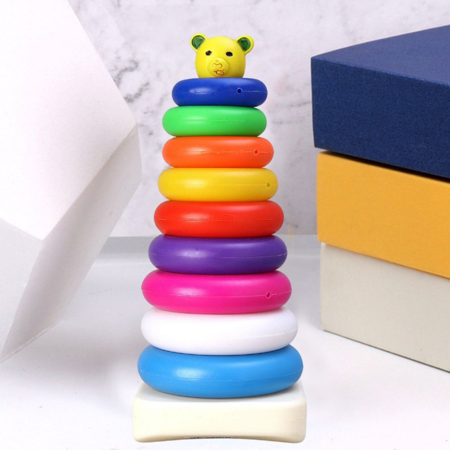 Plastic Baby Kids Teddy Stacking Ring Jumbo Stack Up Educational Toy 9pc - LootFaat