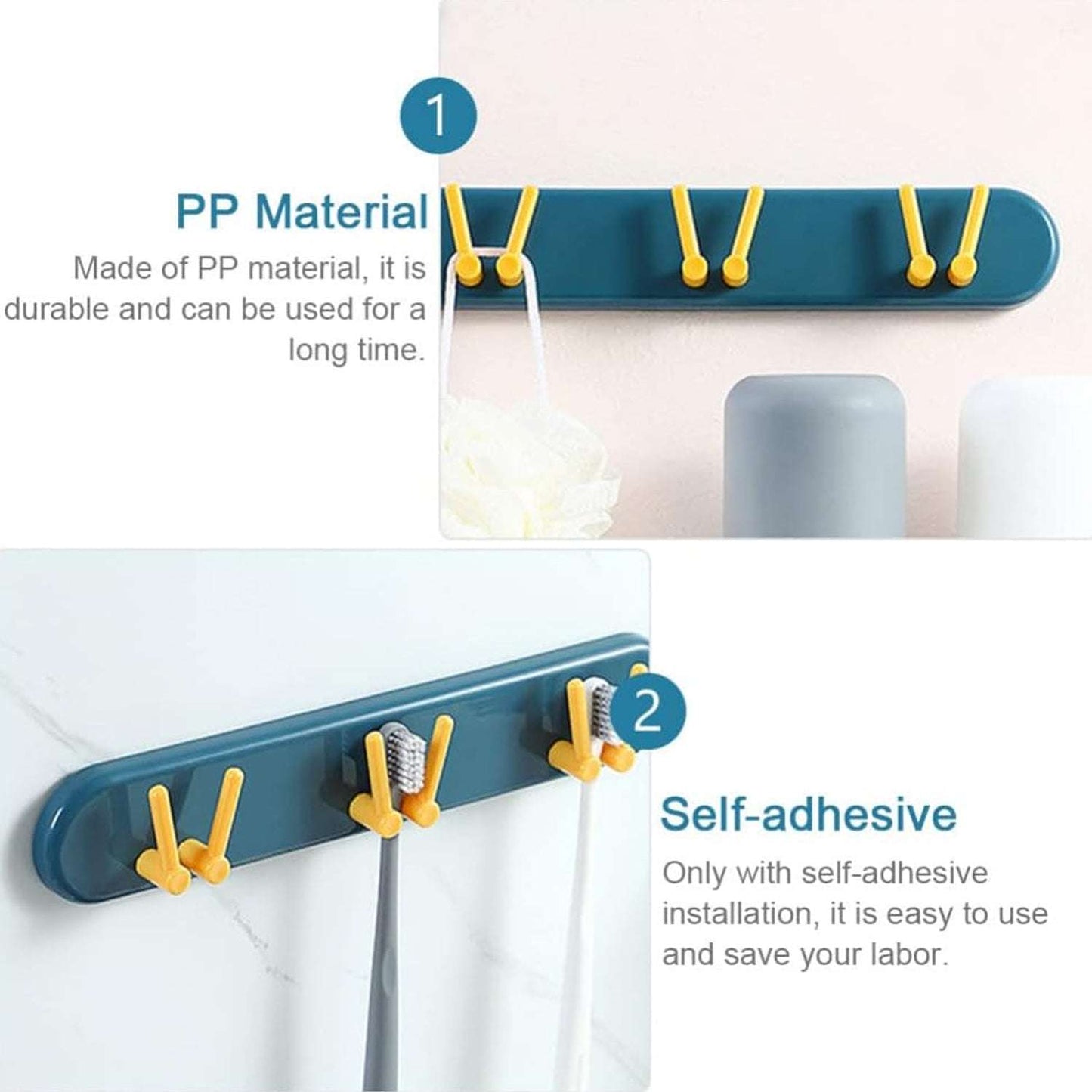Toothbrush Holder Plastic Bathroom Accessories Organizer Wall Mounted Hanging Mount Shelf Hooks (1pc) - LootFaat