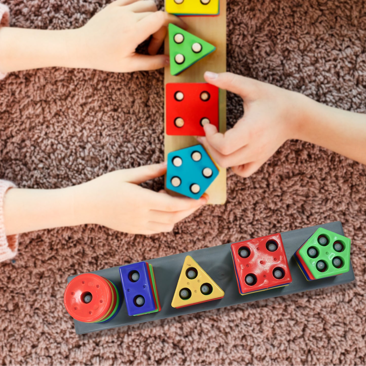 Geometric Brick - 5 Angle Matching Column Blocks For Kids - Preschool Educational Learning Toys. - LootFaat