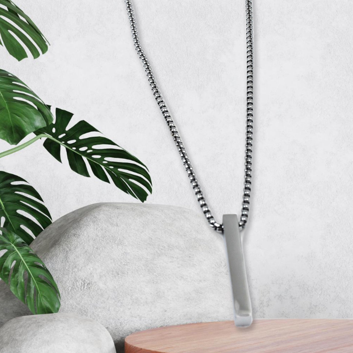 Stainless Steel Plain Stick Shape Locket With Chain (1 Pc) - LootFaat