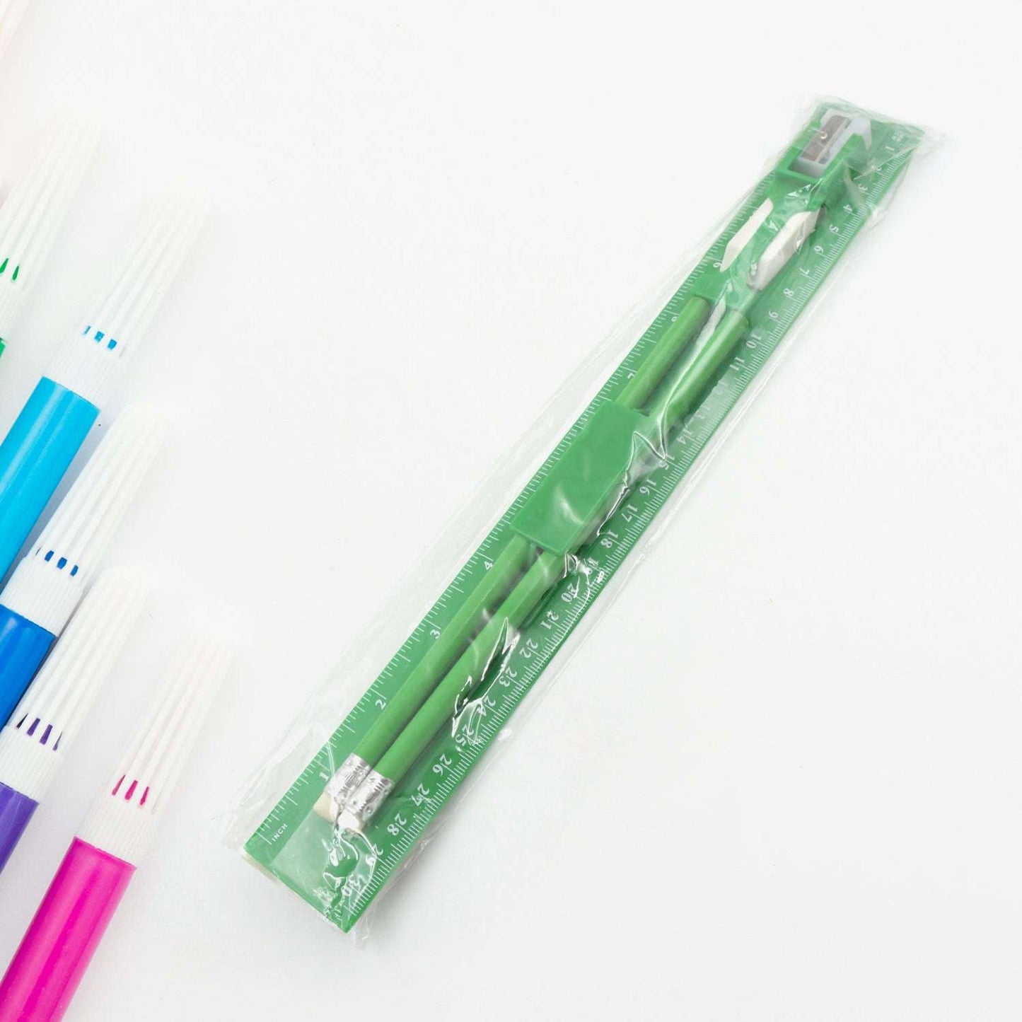 School Office Set (Ruler 2 Pencils Eraser Sharpener) Stationary Set 5 Items Educational Item For School Going Kids Stationary Set For Girls Boysstationary For Schoolgift Pack For Girls Kidsbirthday Gift Kids (5 Pc Set ) - LootFaat