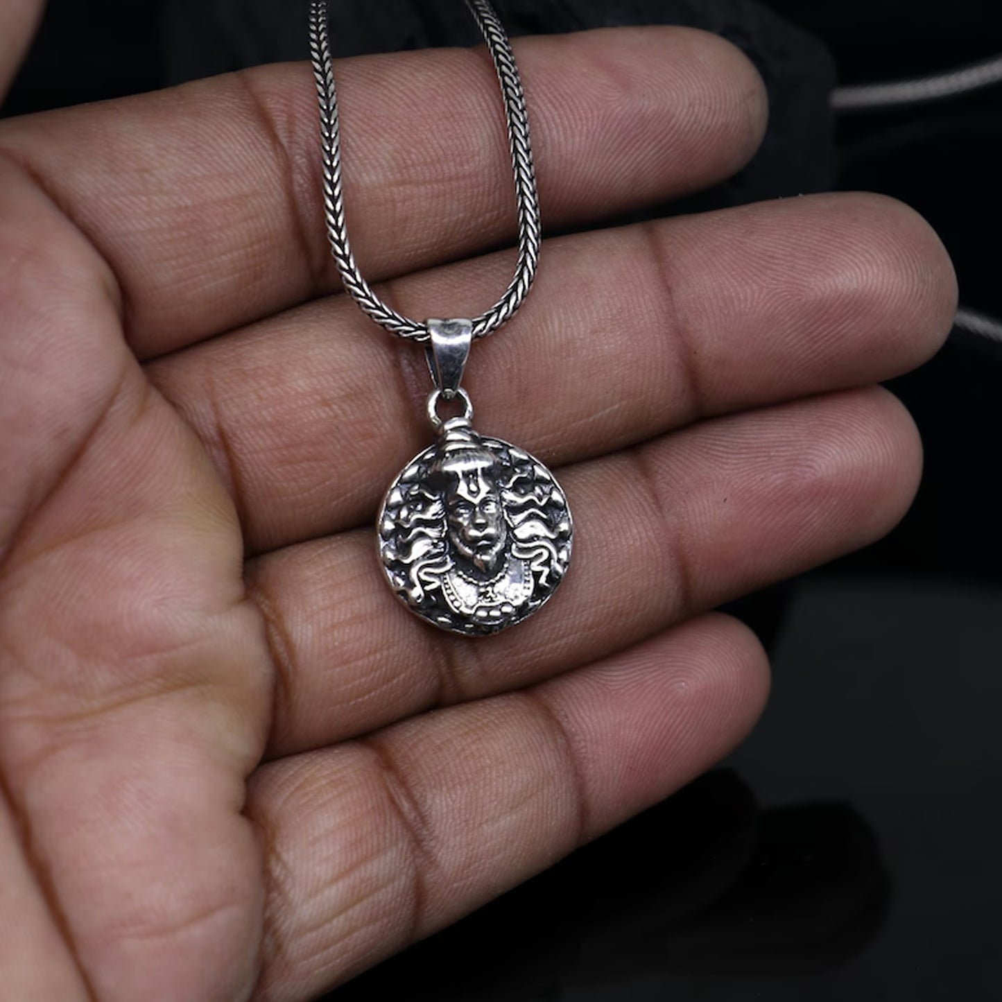 Hanuman Facelocket With Chain Pendant Necklace Chain (1 Pc) - LootFaat
