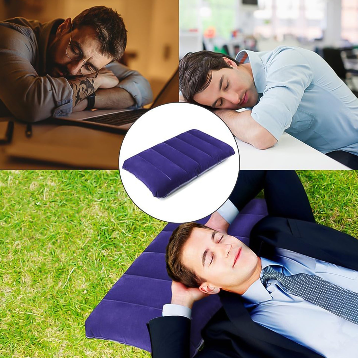 Velvet Air Inflatable Travel Pillow (Blue) - LootFaat