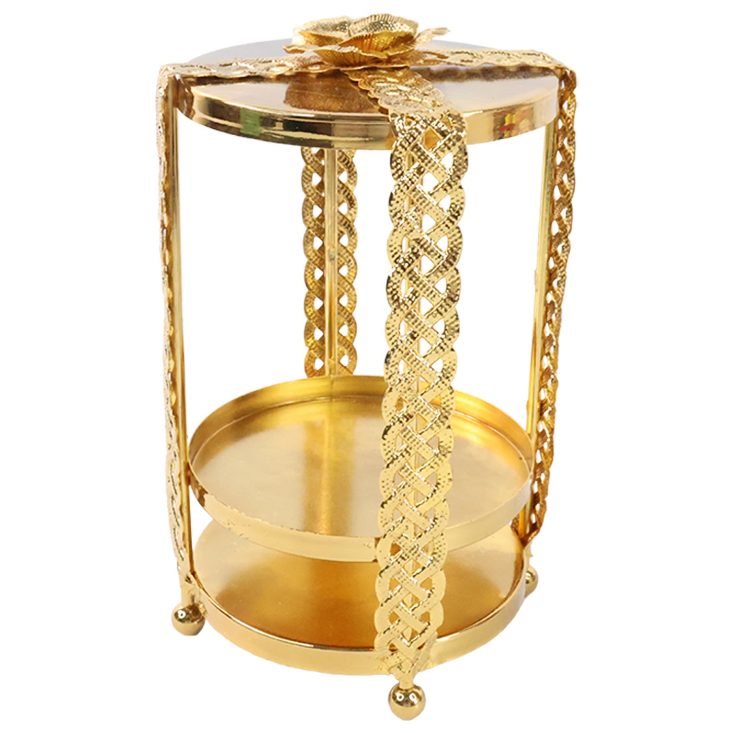 Multipurpose Golden Metal Candle Stand Showpiece (1 Pc) - LootFaat