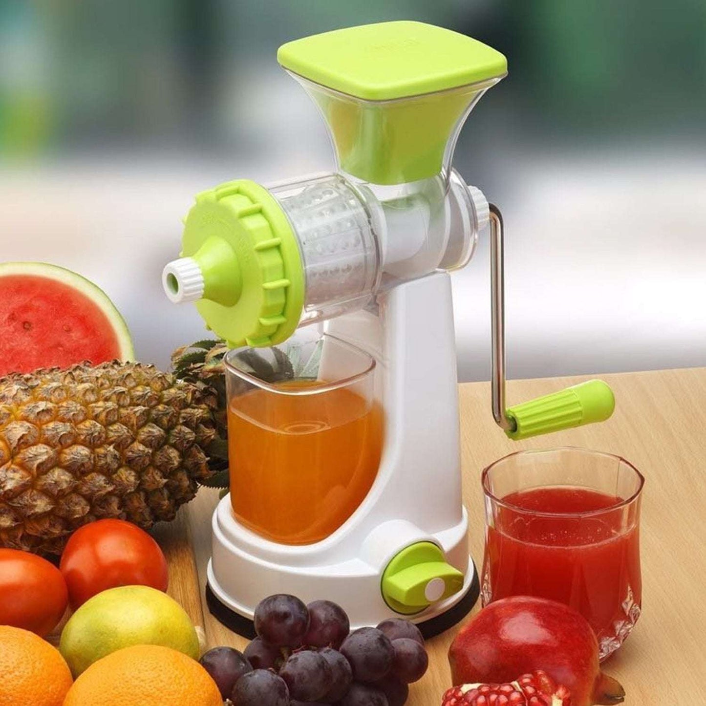 8103 Ganesh Kitchenware Plastic Hand Juicer New Smart Fruit Vegetable Multipurpose Juicer (Colorrandom Greenblueredorange) ( Colors May Vary ) (Multicolor Pack Of 1)