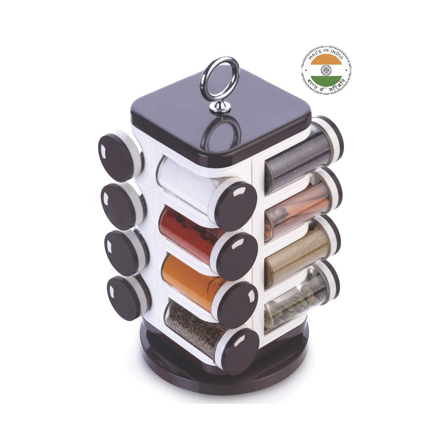 Ganesh Multipurpose Revolving Spice Rack With 16 Pcs Dispenser Each 100 Ml Plastic Spice Abs Material 1 Piece Spice Set 1 Piece Spice Set (Plastic) - LootFaat