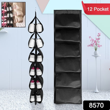 12 Grids Hanging Storage Bag (1 Pc 12 Pocket Mix Color) - LootFaat
