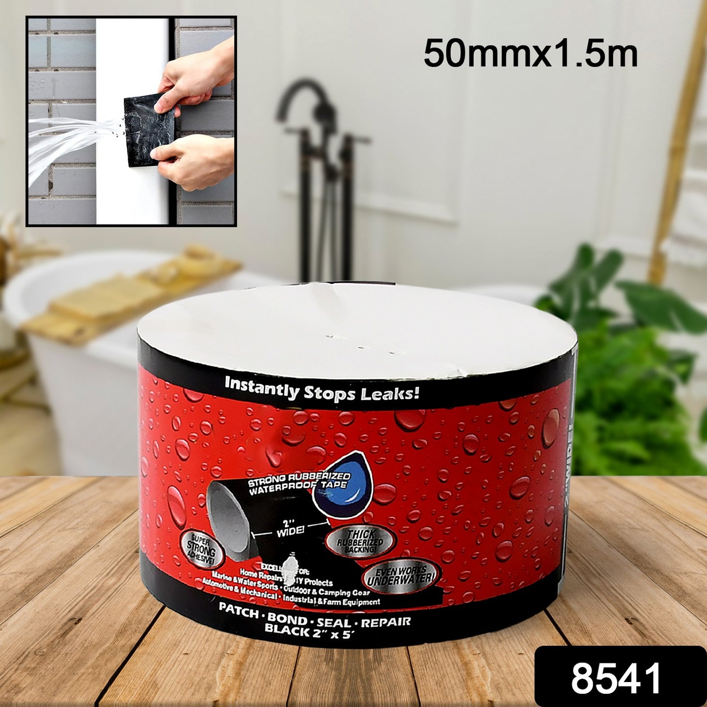 Leak Proof Tape Sealing Tape Stickers Water Leakage Stopper Block Quick Pipe Fix Pvc Waterproof Strong Adhesive Diy Home Garden Sticker Tapes (50mmx1.5m) - LootFaat