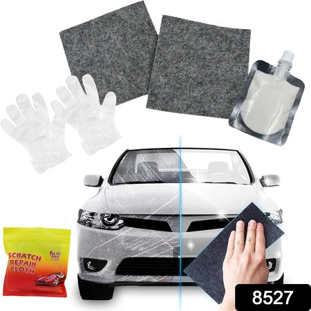 Nano Magic Car Scratch Remover Cloth Multipurpose Scratch Repair Cloth Cloth For Car Paint Scratch Repair Easy To Repair Slight Scratches On The Surface Polishing Repeatable Use For All Kinds Of Car (45 Ml Repair Solution 2 Gloves 2 Nano Cloth) - LootFaat