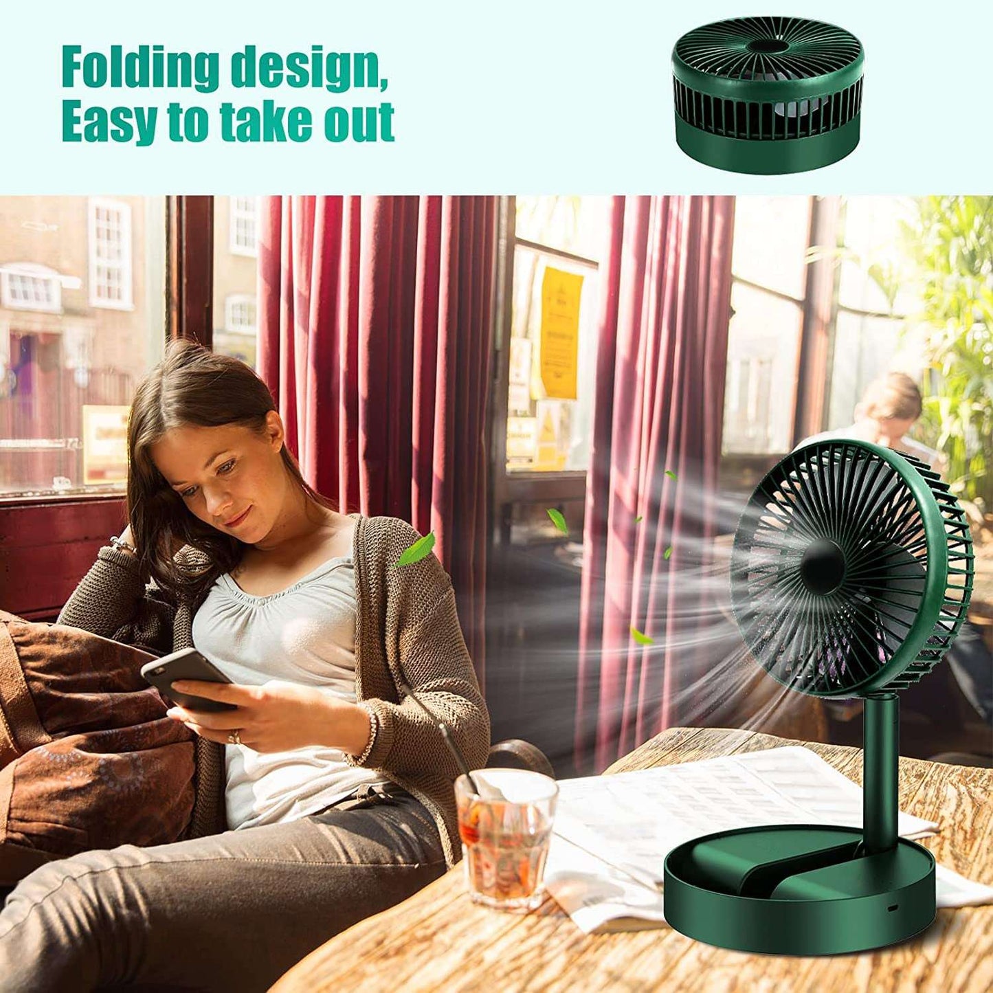 Telescopic Electric Desktop Fan Height Adjustable Foldable Portable For Travelcarry Silent Table Top Personal Fan For Bedside Office Table (Battery Not Include) - LootFaat