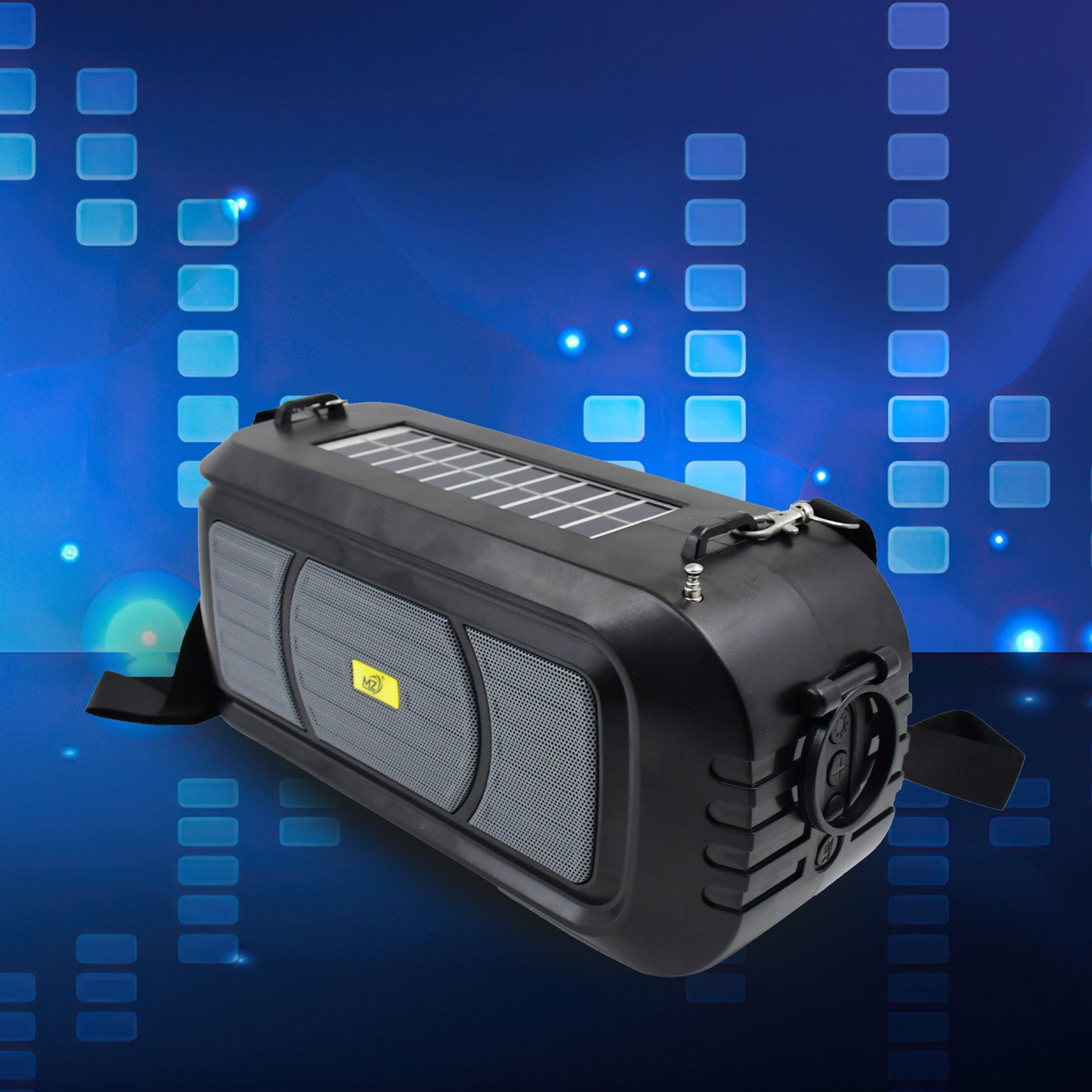 Wireless Bluetooth Speaker 5w High Bass With Wireless Mic Microphone Led Torch Solar Charging Support Usb Adjustable Strap (1 Set) - LootFaat