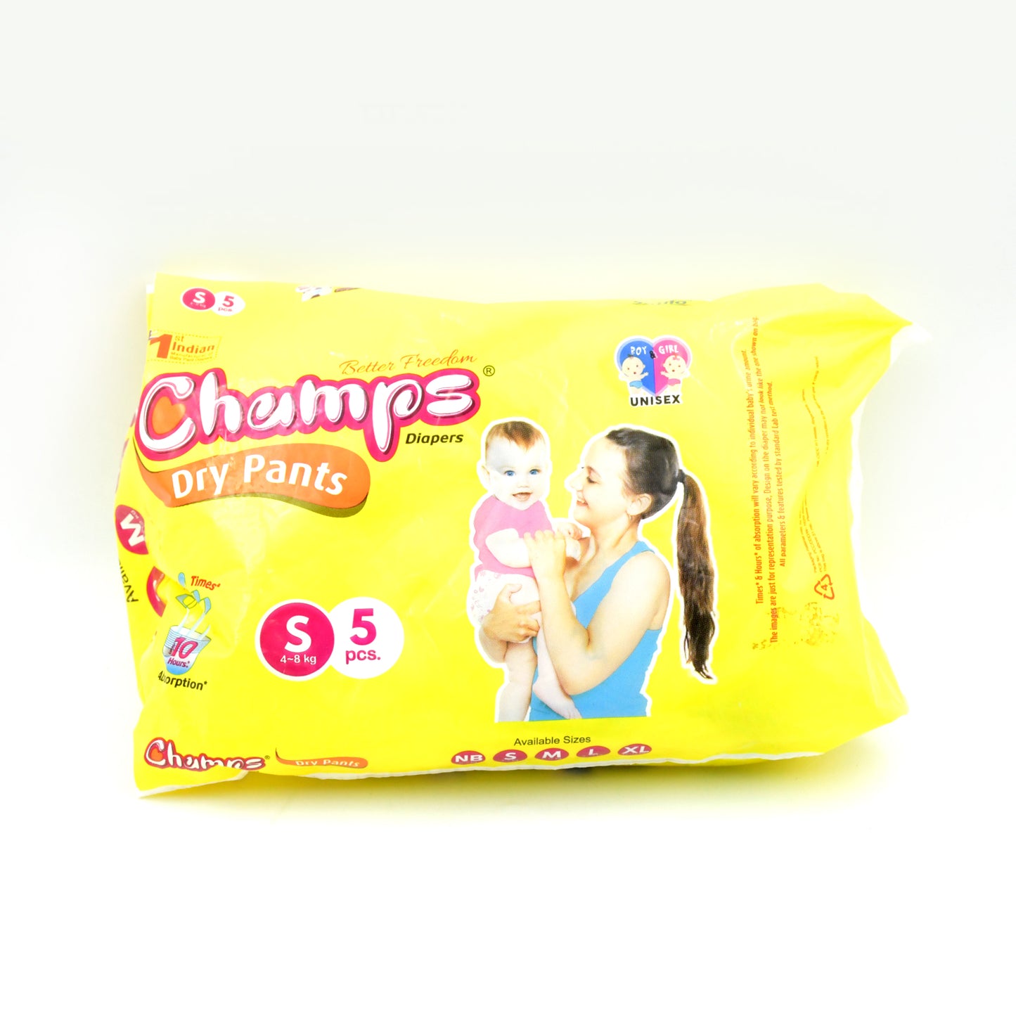 Small Champs Dry Pants Style Diaper- Small Best For Travel Absorption Champs Baby Diapers Champs Soft And Dry Baby Diaper Pants (S5 Pcs ) - LootFaat