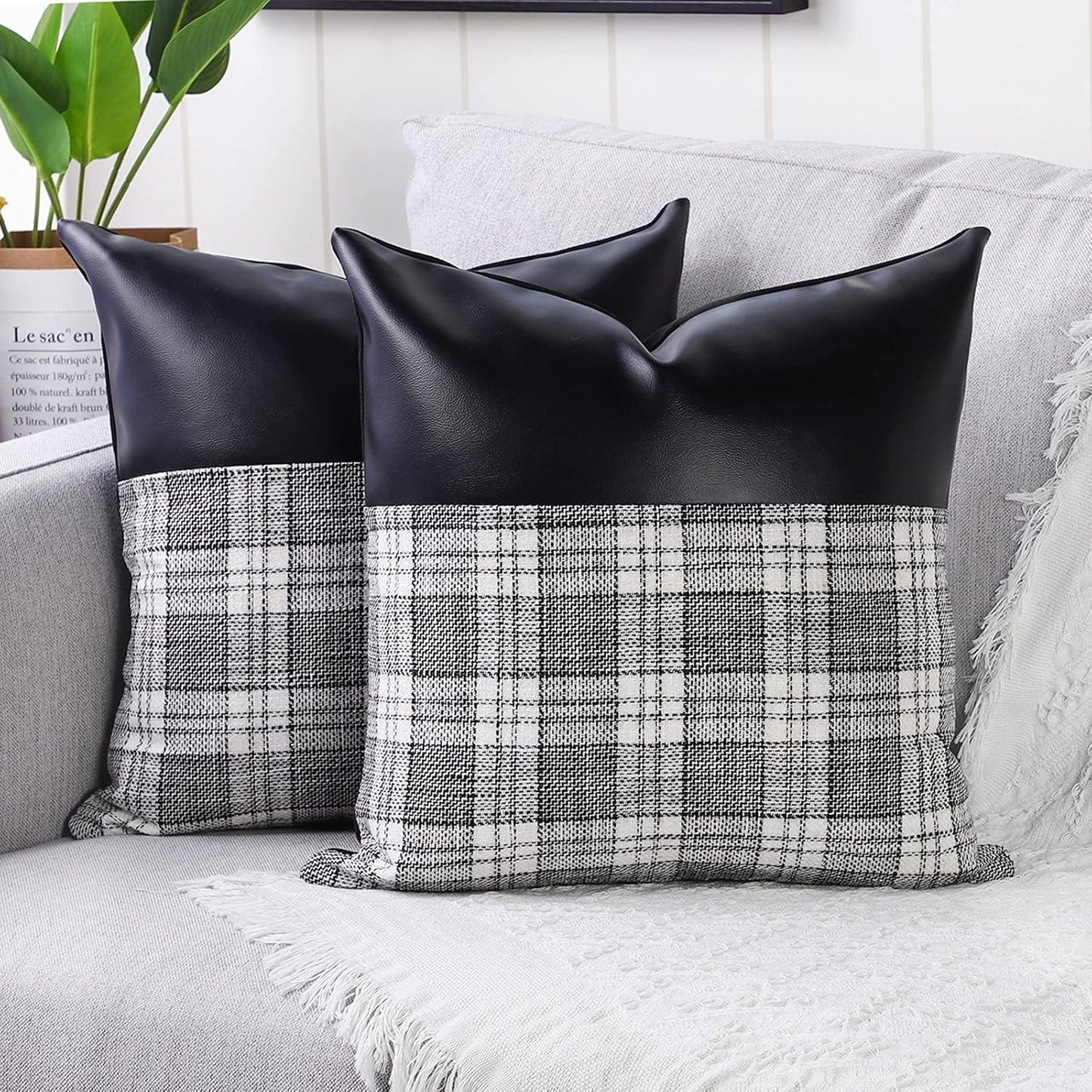 Pillow Covers Cushion Cases Soft Leather And Cotton (23 22 Inch 1 Pair 2 Pc) - LootFaat