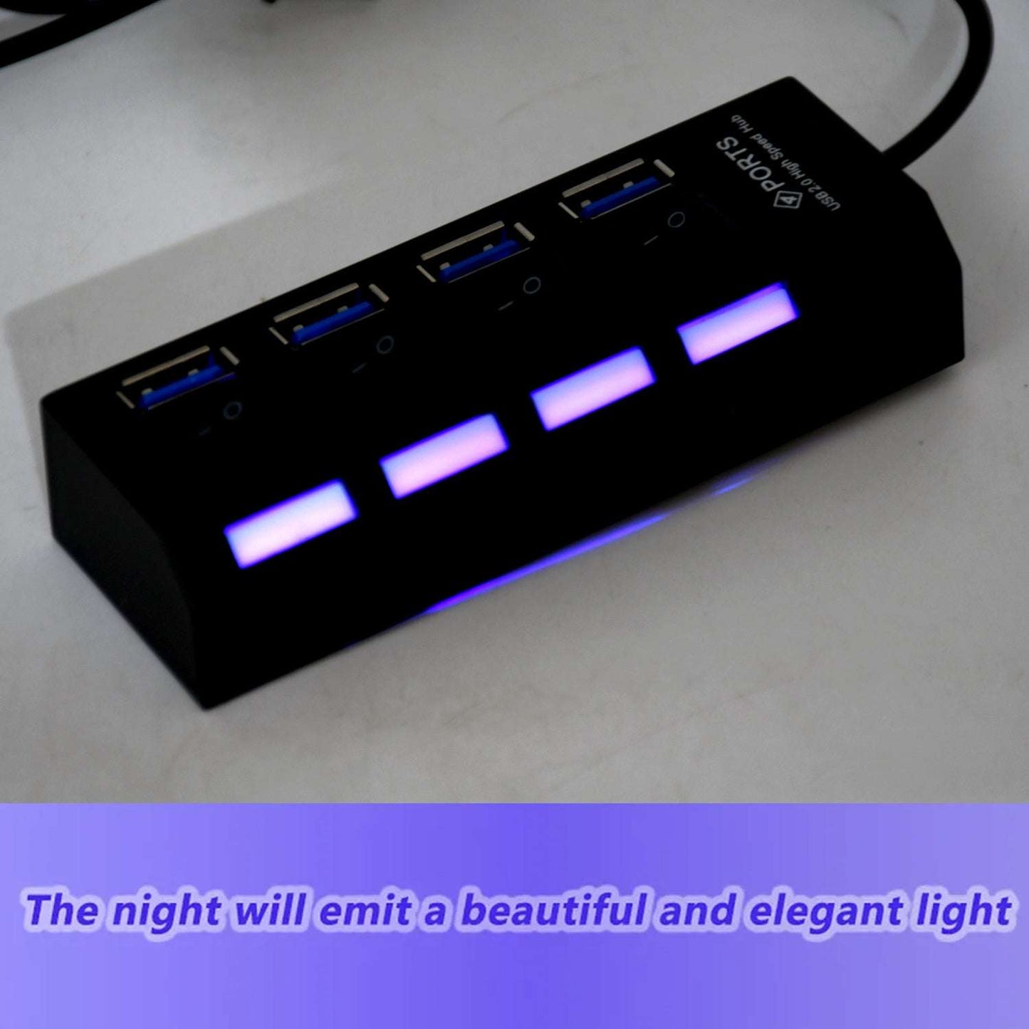 4 Port Usb Hub Usb 2.0 Hub Splitter High Speed With Onoff Switch Multi Led Adapter Compatible With Tablet Laptop Computer Notebook - LootFaat