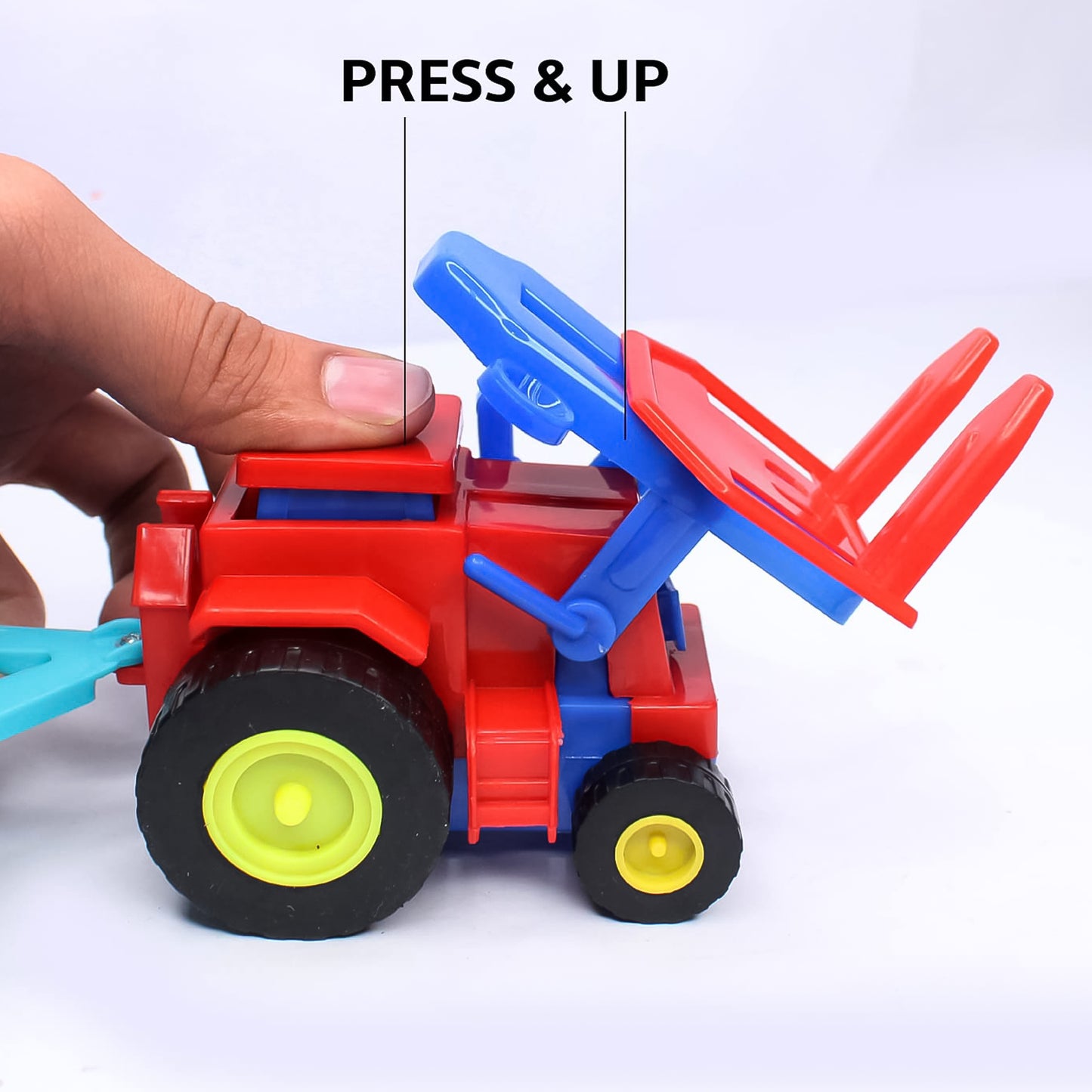 Plastic Tractor Toy Friction Powered Tractor With Bricks Trolley (1 Pc) - LootFaat