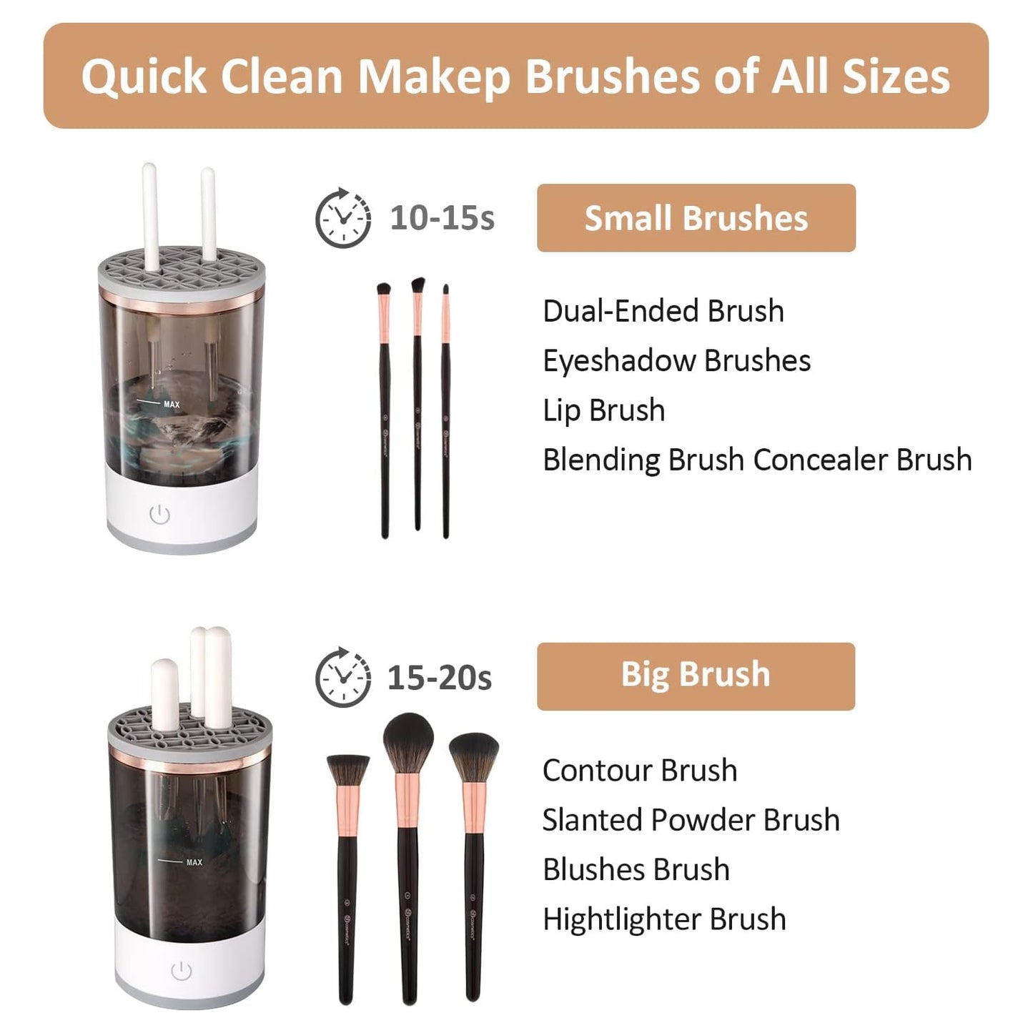 Automatic Makeup Brush Cleaner Fast Electric Brush Cleaner Hand Free Machine Super Clean Brush Washer Brushes Organizer Tool (1 Pc) - LootFaat