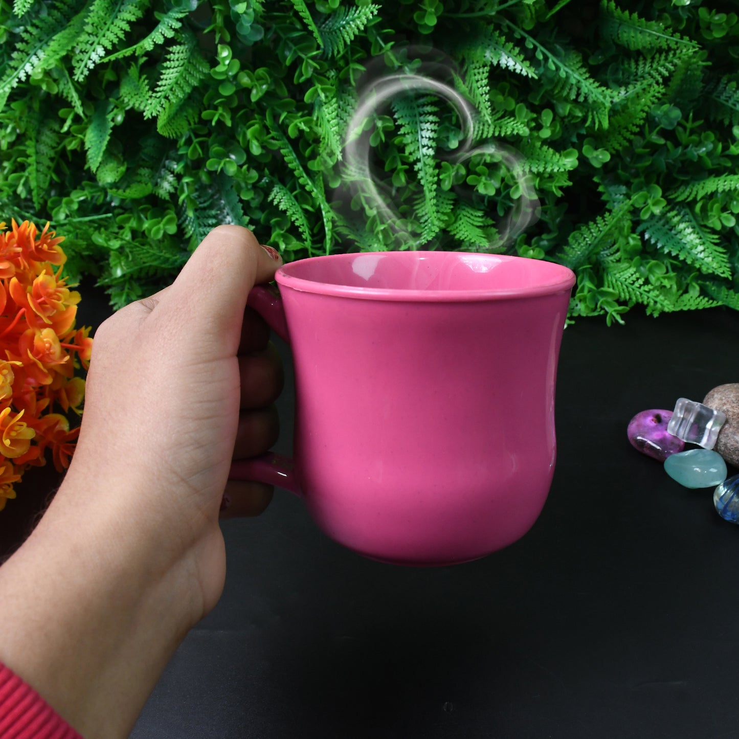 Premium Plastic Coffee Tea Cups Mug With Handle (1 Pc With Color Box Mix Color) - LootFaat
