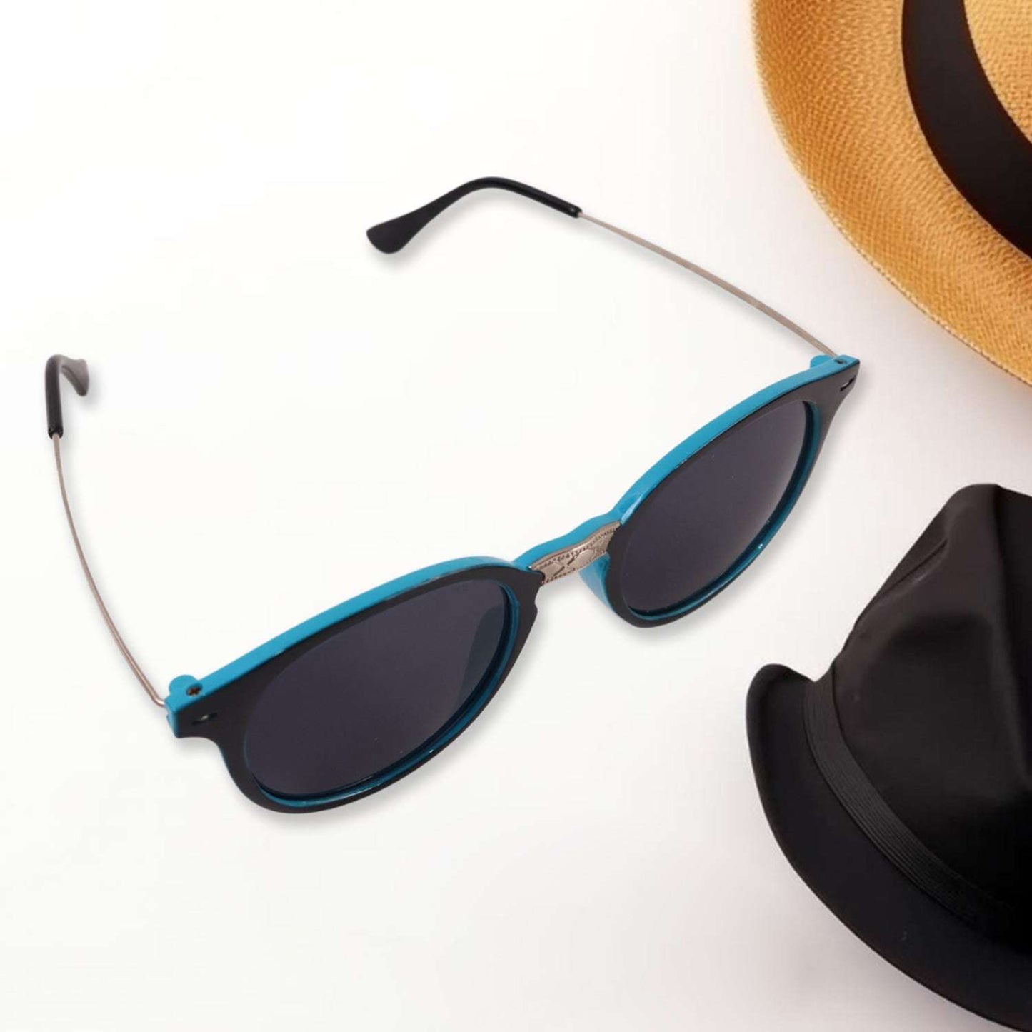 Sky Blue Uv Protected Round Sunglasses Classic Sunglasses For Men Women Lightweight