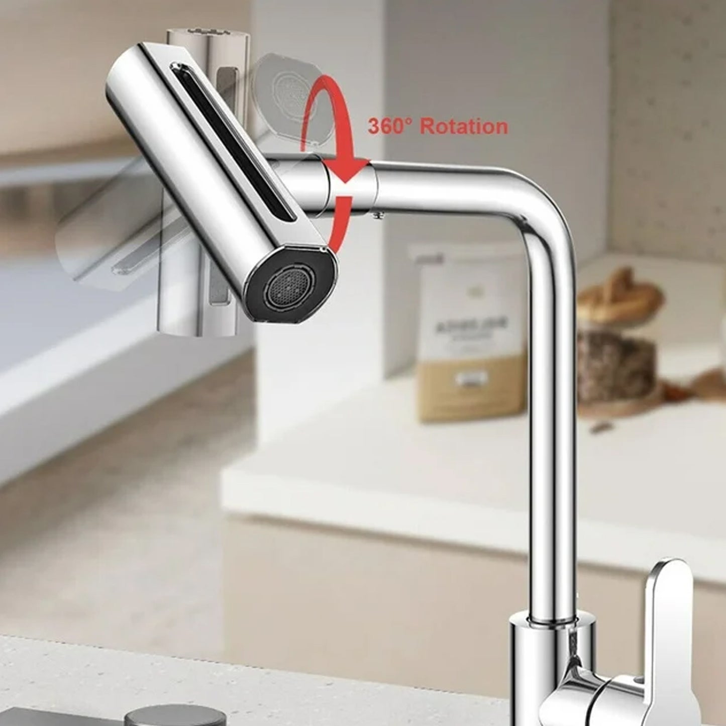 Multifunction Shower Waterfall Kitchen Faucet 360 Rotation Waterfall Kitchen Faucet Touch Kitchen Faucet Faucet Extender For Kitchen Sink Swivel Waterfall Kitchen Faucet For Washing Vegetable Fruit (4 In 1 ) - LootFaat