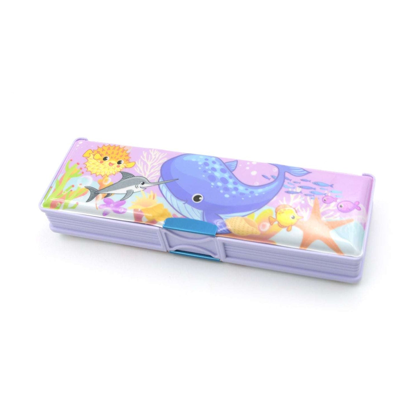 Multipurpose Compass Box Plastic Double Deck Pencil Case With 2 Compartments Supplies Utility Box Storage Organizer Pencil Box For School Cartoon Printed Pencil Case For Kids Birthday Gift For Girls Boys - LootFaat