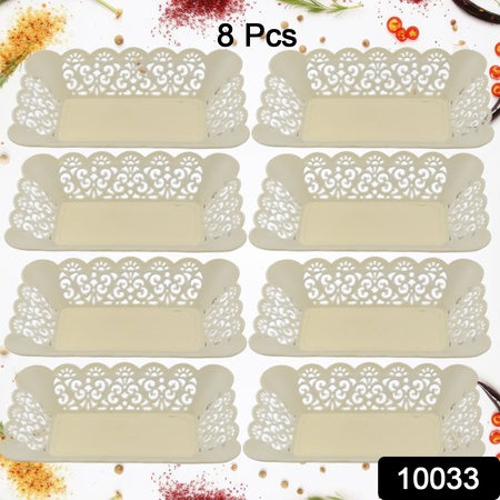 Rectangle Plastic Dinner Plate Snacks Breakfast Restaurant Serving Trays Home School Coffee Hotel Kitchen Office (8 Pcs Set) - LootFaat