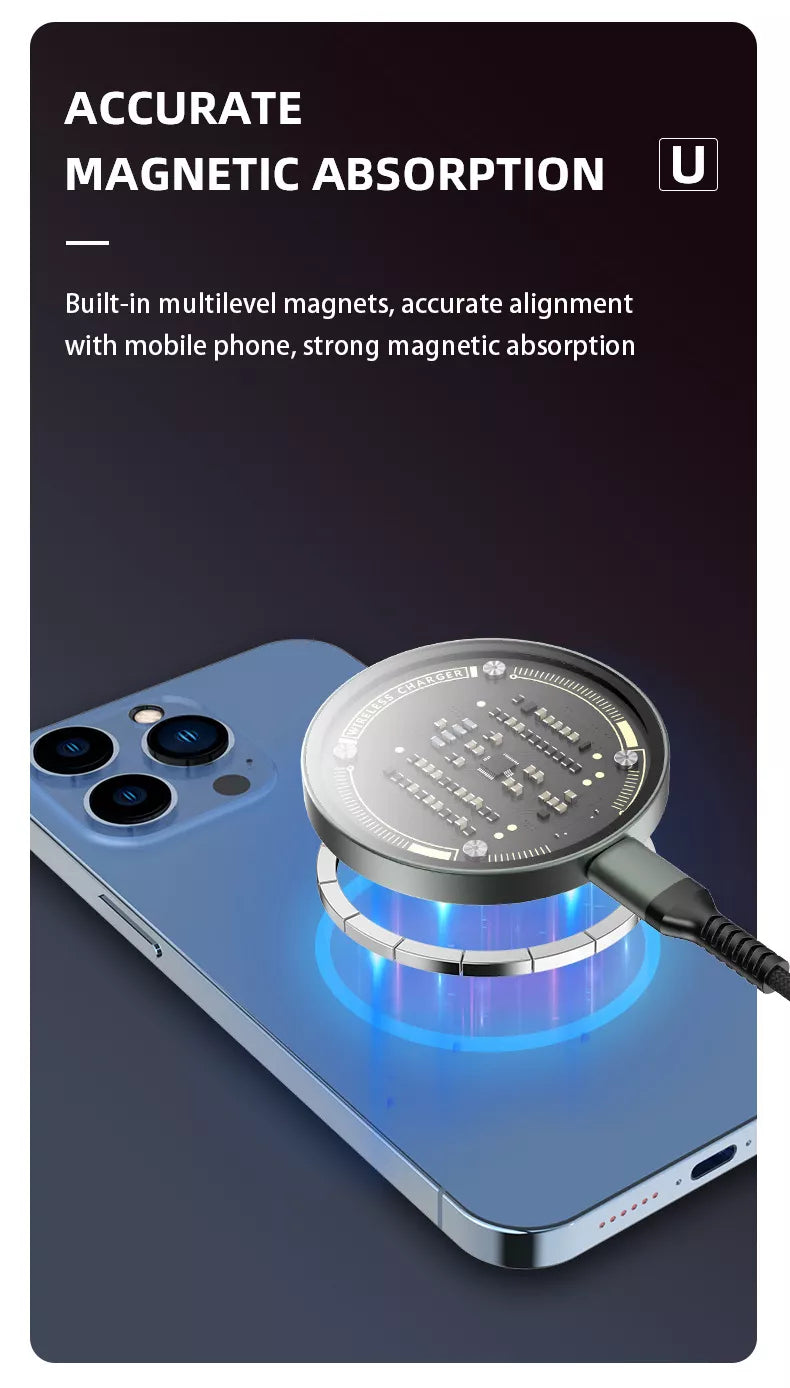 Transparent Magnetic Wireless Charger for iPhone 12/13/15/16/17