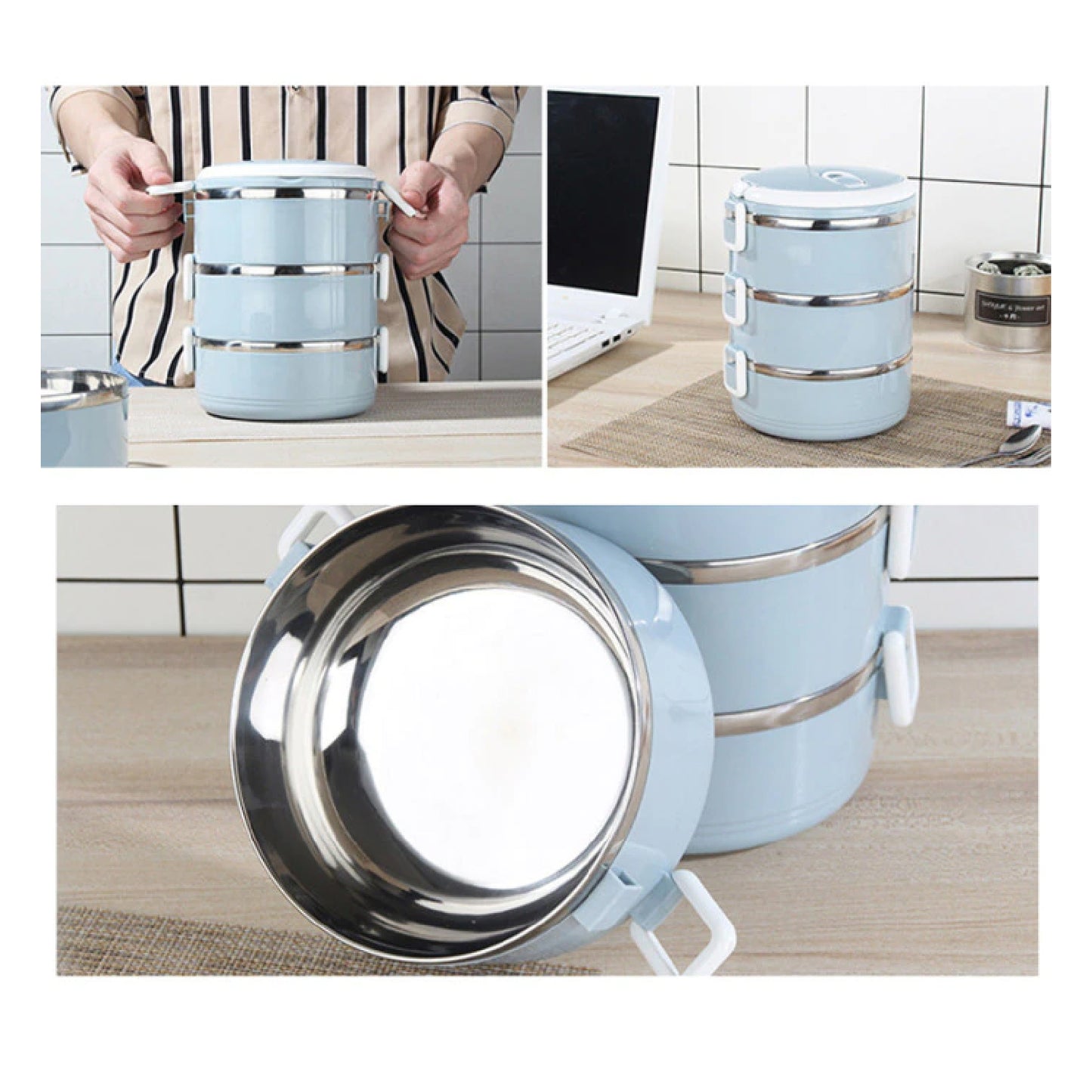 Multi Layer Stainless Steel Hot Lunch Box (3 Layer) - LootFaat
