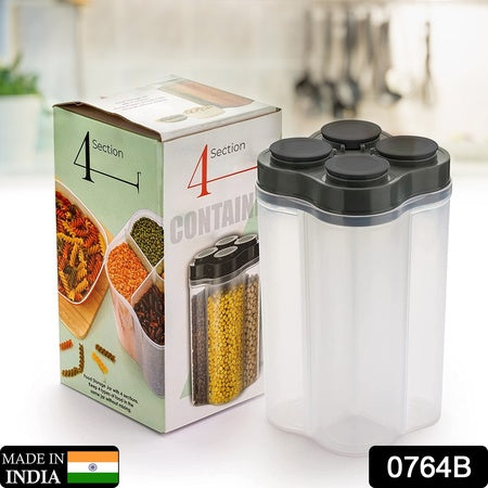 Plastic Lock Food Storage 4 Section Container Jar For Grocery Fridge Container. - LootFaat