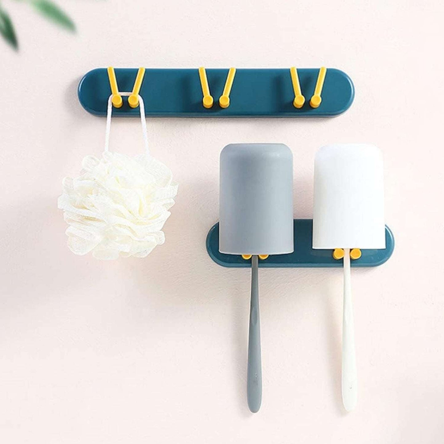 Toothbrush Holder Plastic Bathroom Accessories Organizer Wall Mounted Hanging Mount Shelf Hooks (1pc) - LootFaat