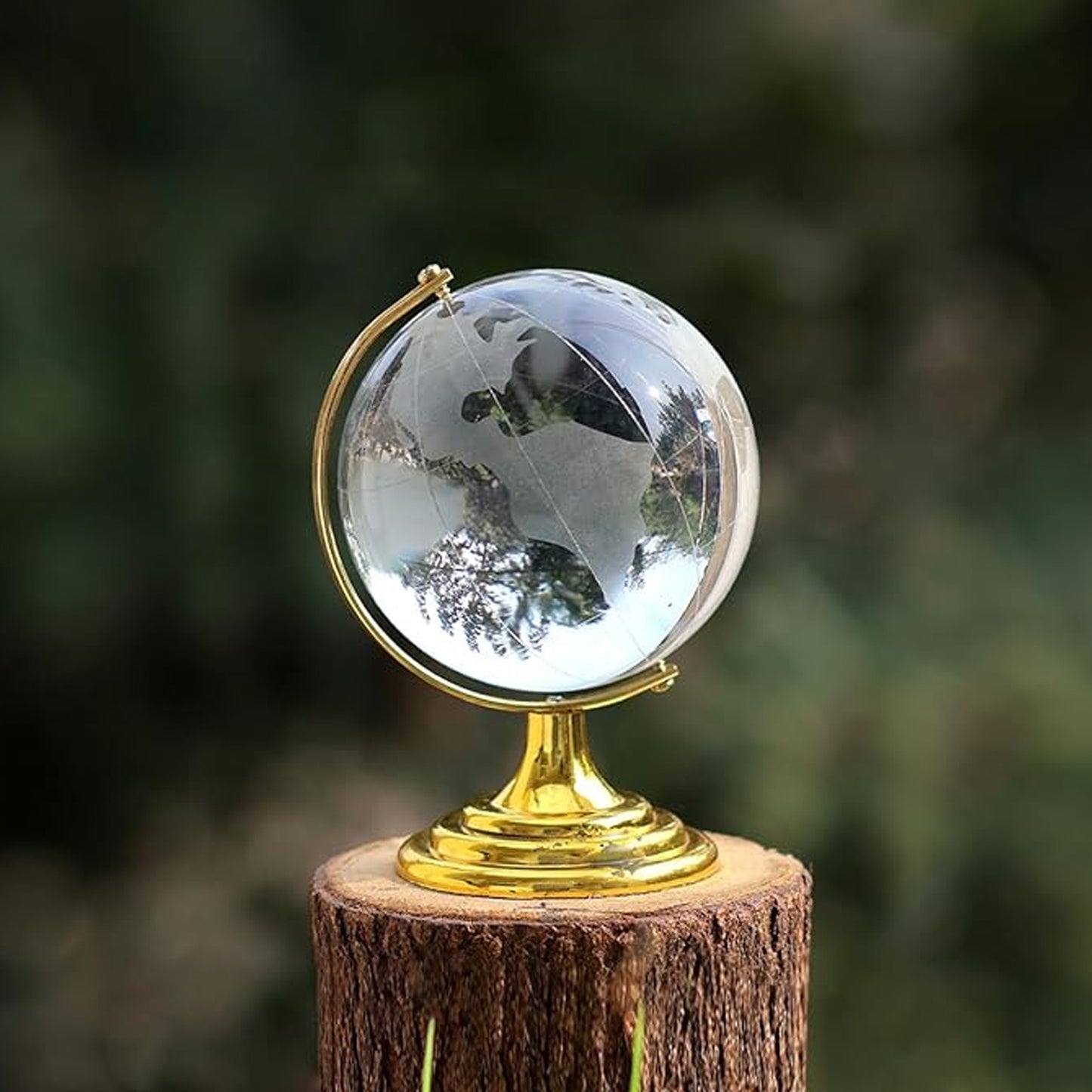 Crystal Globe World Map 50 Mm With Golden Stand (1 Pc) - LootFaat