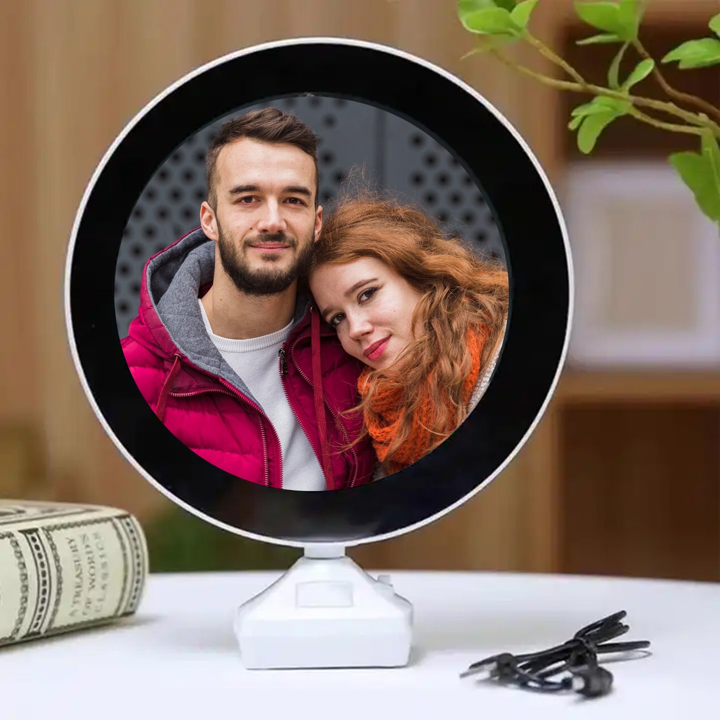Plastic 2 In 1 Mirror Come Photo Frame With Led Light - LootFaat