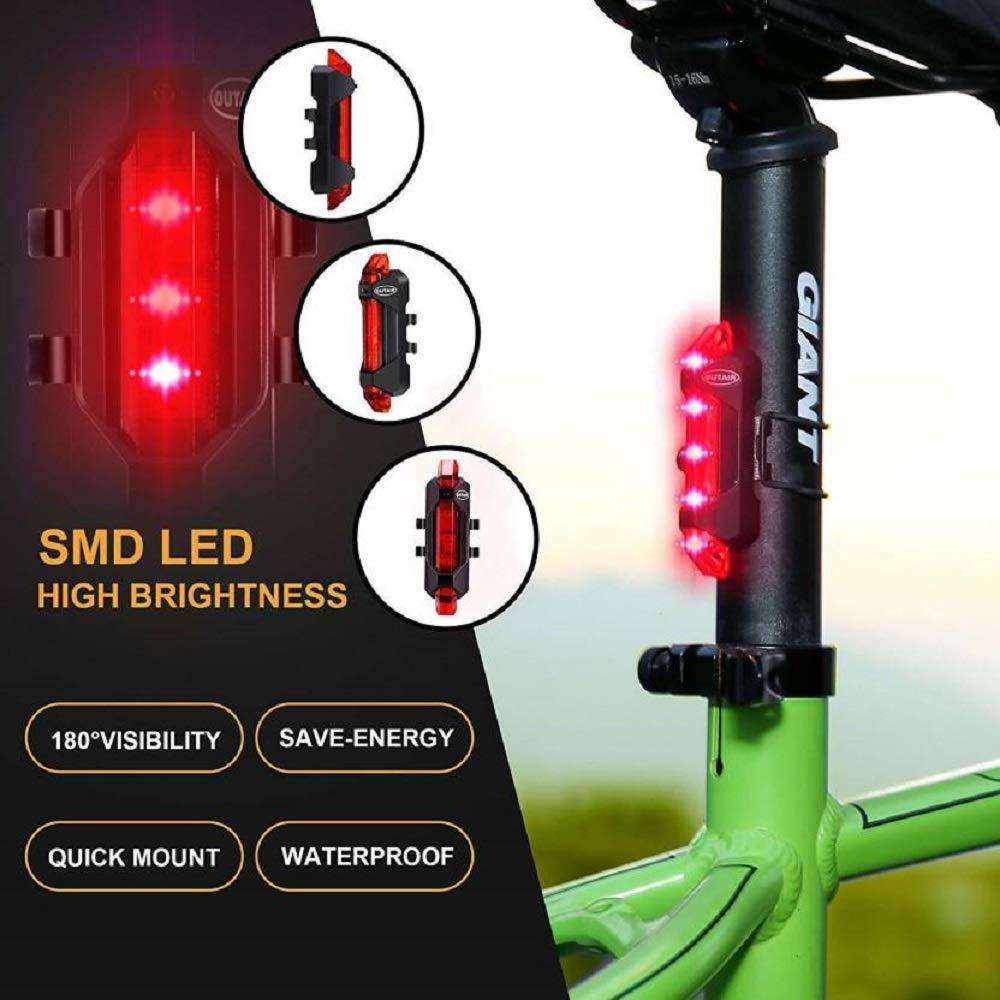 Rechargeable Bicycle Front Waterproof Led Light (Red) - LootFaat
