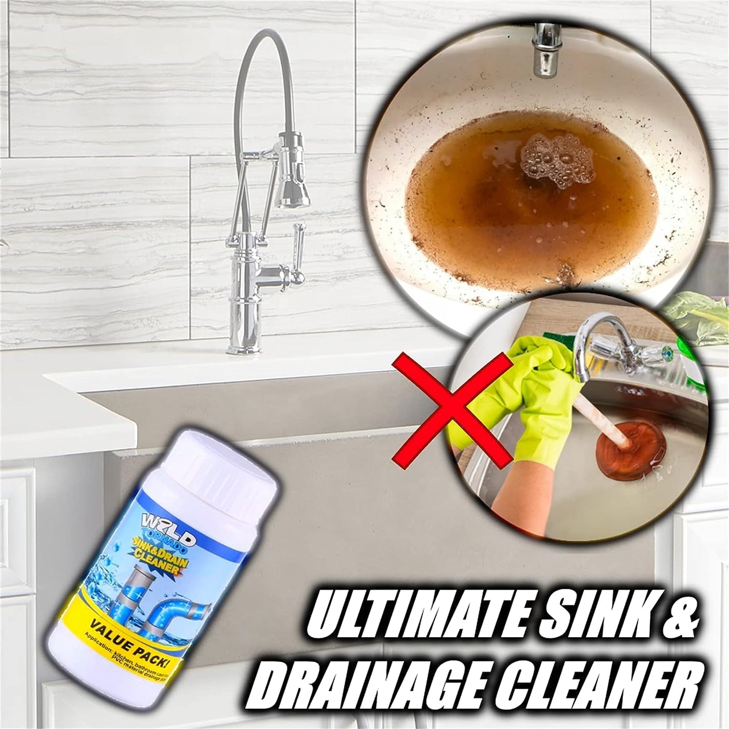Powerful Sink And Drain Cleaner Portable Powder Cleaning Tool Super Clog Remover Chemical Powder Agent For Kitchen Toilet Pipe Dredging (110 Gm) - LootFaat