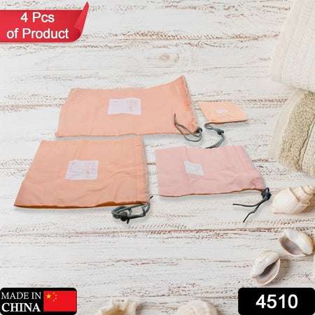 Travel Storage Bag Waterproof Nylon Drawstring Pouch Men And Women Folding Clothes Classified Organizers Packing Shoes Luggage Bags (4 Pc Set) - LootFaat