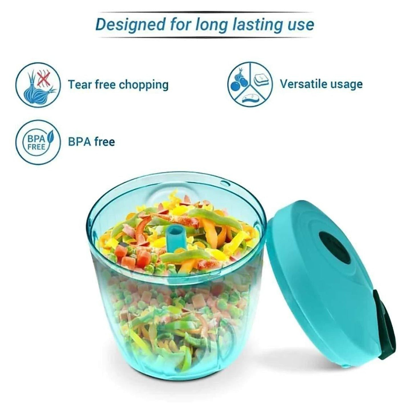 Manual Stainless Steel Compact Extra Sharp Hand Held Vegetable Chopperslicer With 5 Blades (750 Ml) - LootFaat